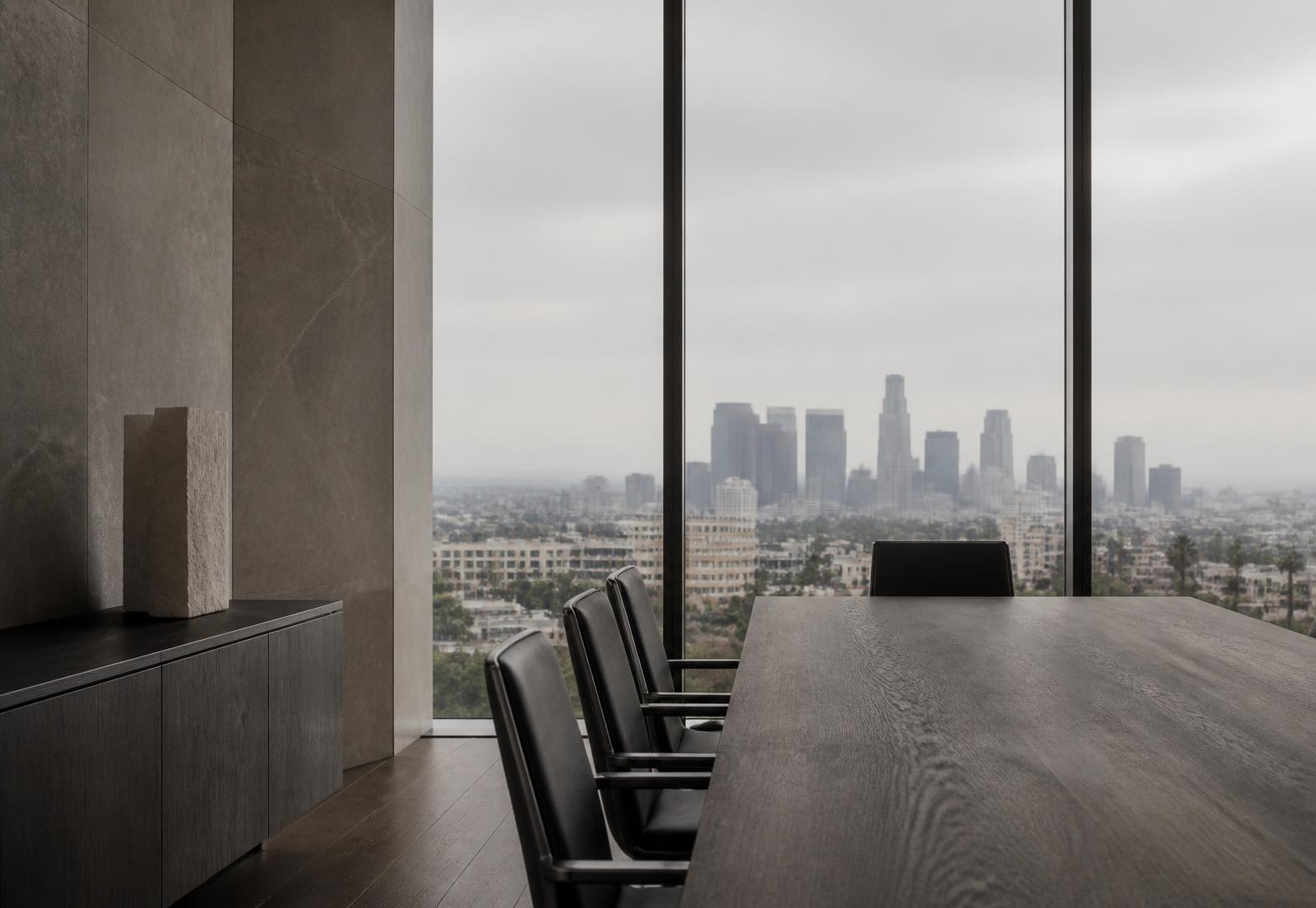 Quiet meeting room overlooking the Los Angeles skyline