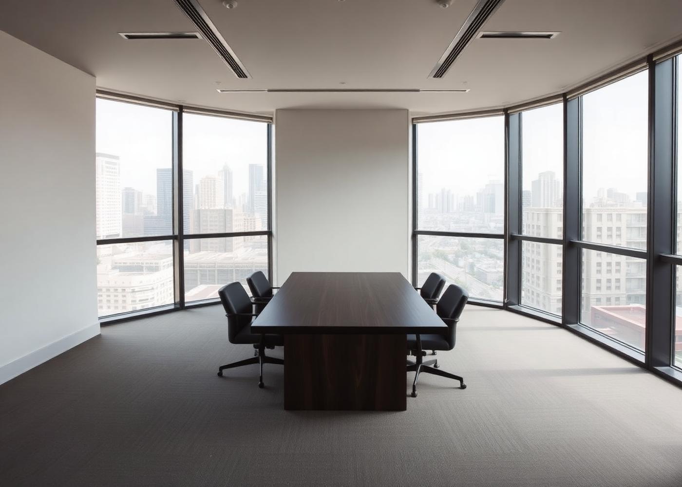 Quiet meeting room overlooking the Los Angeles skyline